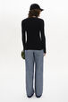 Open Knit V-Neck Cardigan Black back worn view