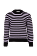 Pull rayé col rond à manches longues Raye noir/lilas vue de face