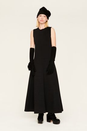 Robe longue bicolore femme Noir vue de détail 1
