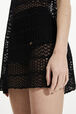 Robe courte dentelle ajourée rayée femme Noir vue de détail 2