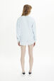 Women Velvet Sweatshirt Baby blue back worn view