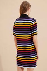 Robe polo oversize rayé multicolore femme Noir vue portée de dos
