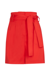 Women Wool Tailored Shorts Coral front view