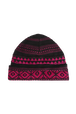 Fair Isle Print Wool Knit Beanie Hat Fuchsia front view