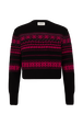 Long-Sleeved Crew-Neck Jumper Fuchsia front view