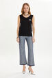 Knitted tank top in merino wool and silk Black front worn view