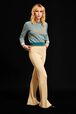 Pull motif pied de poule signature femme Baby blue vue de détail 1