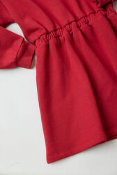 Girl Long Sleeve Dress Burgundy details view 2