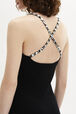 Robe fendue à bretelles maille femme Noir vue de détail 2