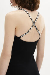 Robe fendue à bretelles maille femme Noir vue de détail 2