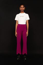 Pantalon maille milano femme Fuchsia vue portée de face