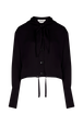 Women Viscose Flowing Bomber Jacket Black front view