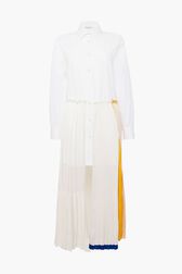 Long Dress With Trompe L'oeil Effect White front view