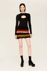 Mini jupe en laine effet bouclette femme Multico raye crea vue de détail 3