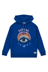 Printed Girl Oversize Hoodie - Bonton x Sonia Rykiel Blue front view