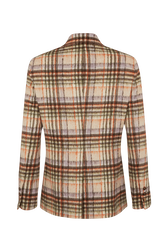 Veste masculine motif tartan en laine brossé Carreaux écru/lilas vue de dos