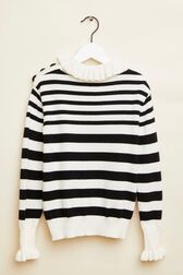 Pull marinière fille Raye noir/blanc vue de dos