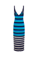 Long striped dress Blue/silver stripe back view