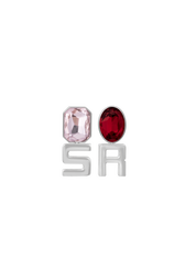 Initials SR crystal earrings Multico front view