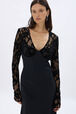 Crepe and velvet lace dress Black details view 1