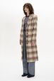 Manteau motif tartan en laine brossé Carreaux écru/lilas vue de détail 1