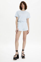 T-shirt velours femme Baby blue vue portée de face