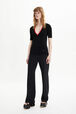 Women Coloured Viscose V-Neck Jumper Black details view 1