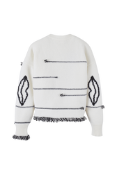Women Charms Intarsia Wool Sweater Ecru back view