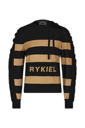 Pull RYKIEL en laine et lurex Rayures noir/gold vue de face