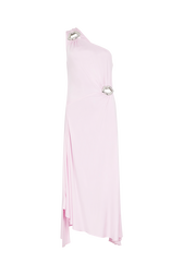 Draped asymmetrical jersey dress Doll pink front view