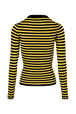 Women Multicoloured Striped Rib Sock Knit Sweater Striped black/mustard back view