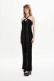 Women Multicolor Striped Pleated Dress Black details view 1