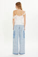 Pantalon cargo en denim zèbre Bleu vue portée de dos