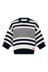 Pull en coton à rayures Bleu/blanc vue de face