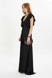 Robe longue en satin Noir vue de détail 2
