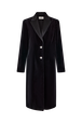 Long velvet coat Black front view