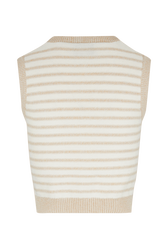 Women Two-Colour Sleeveless Top Striped ecru/beige back view