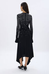 Studded dress in asymmetrical jersey Black back worn view