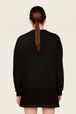 Women Plain Crewneck Sweater Black back worn view