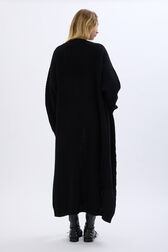 Cardigan long torsadé en laine Noir vue portée de dos