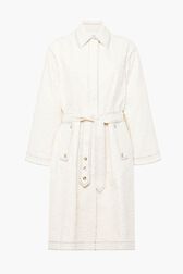 Punch Needle Embroidered Coat Ecru front view