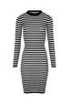 Robe longue chaussette rayée femme Raye noir/blanc vue de face