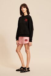 Sweat motif bouche femme Noir vue de détail 1