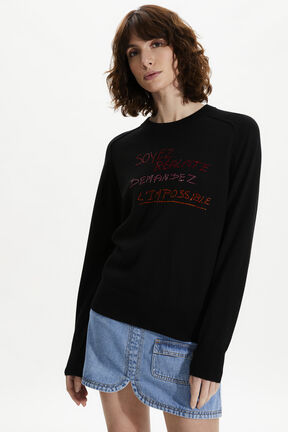 Pull motif strass femme Noir vue de détail 1