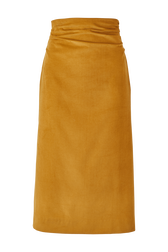Jupe longue velours femme Moutarde vue de face