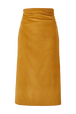 Women Velvet Long Skirt Mustard front view