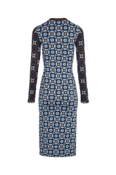 Robe col rond à manches longues Bleu vue de dos