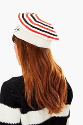 Striped Beret White back worn view