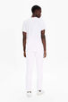 Women Signature Multicolor Cotton T-Shirt White back worn view