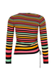 Pull rayé col asymétrique à manches longues Multico raye vue de dos